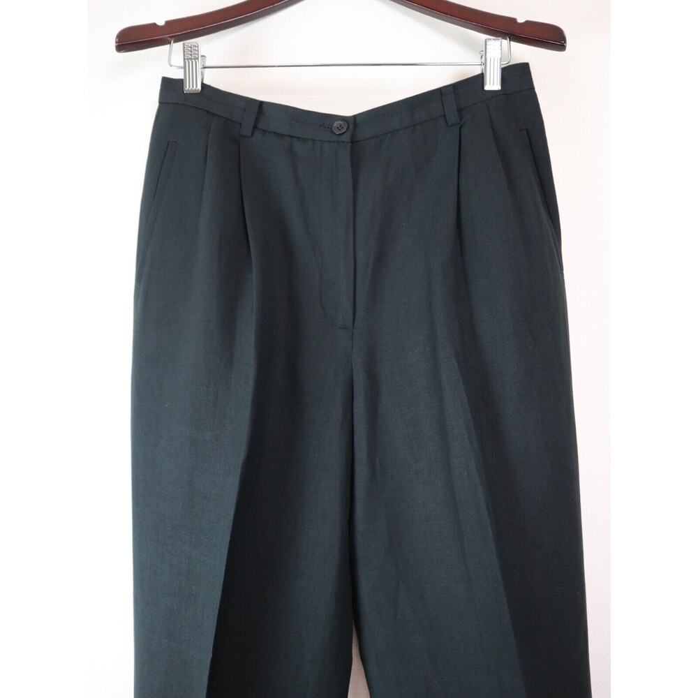 Vintage Ann Taylor Size 12 Linen Blend High Waist Dress Pants Black - Picture 2 of 7